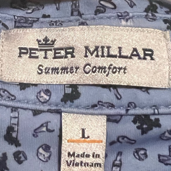 EUC Peter Millar Summer Comfort Blue Collared Short Sleeve Size Large - Picture 6 of 9